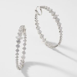 NADRI LEAH STATEMENT HOOP EARRINGS, BRAND NEW, Rhodium, $100